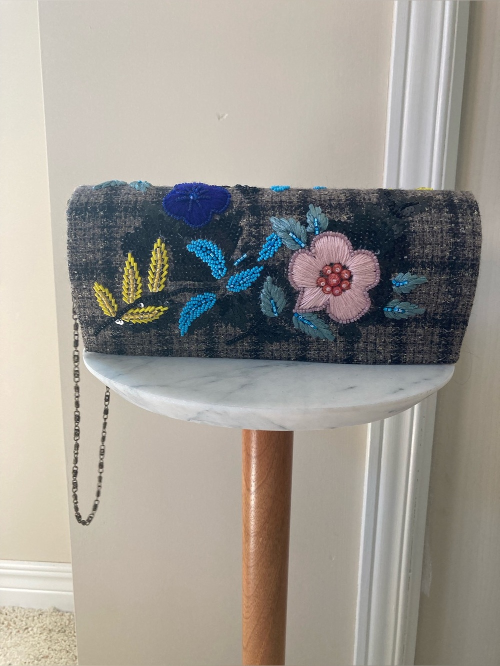 Floral Beaded and Embroidered Evening / Cocktail Bag, Anthropologie